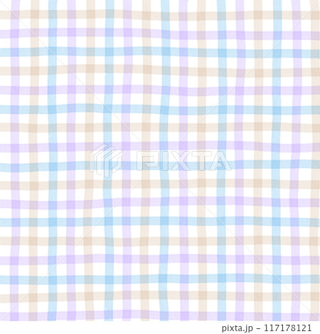 Beige Purple Blue Gingham Check Hand Drawn Background Overlay 117178121