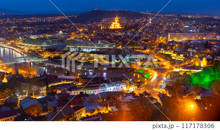 Night view of Tbilisi, capital of Georgia Night view of Tbilisi, capital of Georgia 117178306