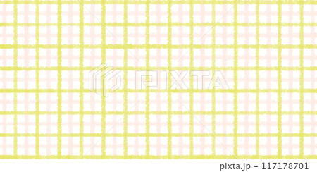 クレヨンで描く、明るく楽しい色合いのチェック模様 - 春夏  117178701