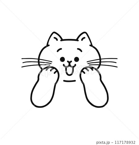 嬉しい表情の猫・線画 嬉しい表情の猫・線画 117178932