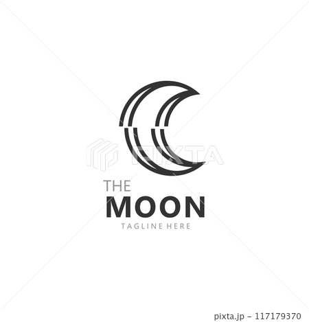 Moon elegant crescent and star logo design line in simple style outline background template Moon elegant crescent and star logo design line in simple style outline background template 117179370