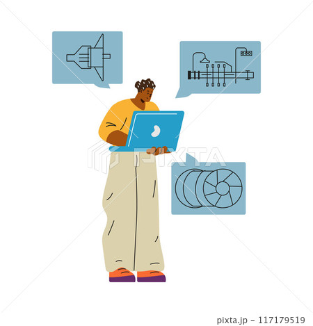 Shipbuilding engineer, marine design specialist. Flat style. 117179519