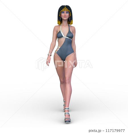 クレオパトラメイクの水着姿の女性 クレオパトラメイクの水着姿の女性 117179977