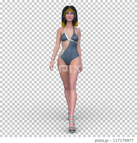 クレオパトラメイクの水着姿の女性 クレオパトラメイクの水着姿の女性 117179977