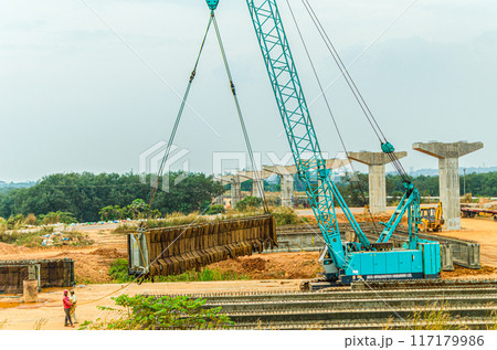 Railway overpass bridge under construction Railway overpass bridge under construction 117179986