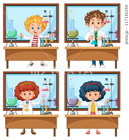Children in Science Laboratory 117180268