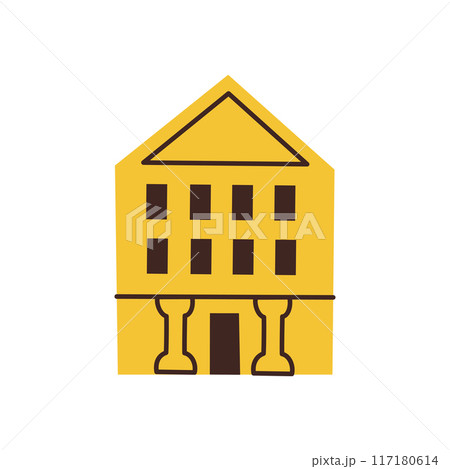 Vector illustration of a building, a museum or landmark icon. Flat cartoon style, suitable for cultural, heritage, and tourism themes. Architectural and historic sites, isolated colored clipart 117180614
