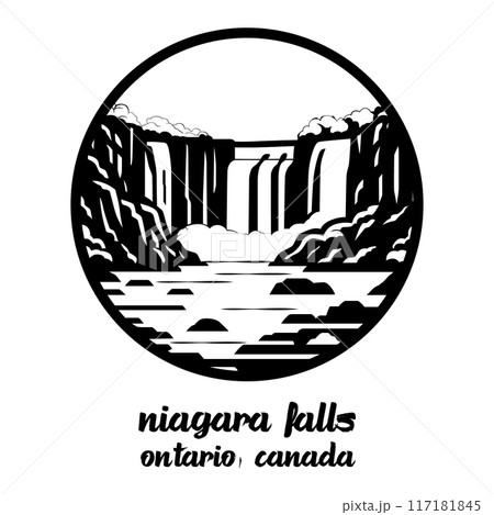Circle Icon Niagara Falls Canada. Vector illustration 117181845