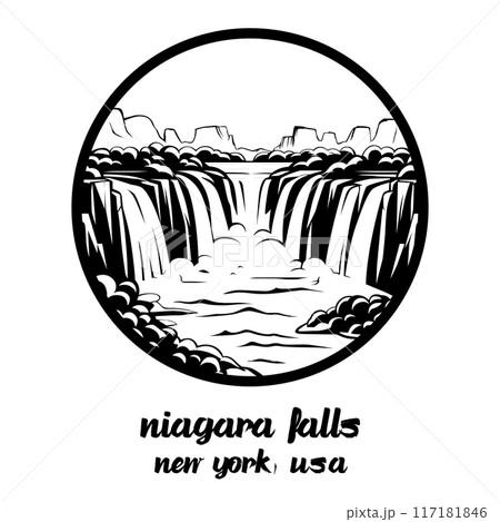 Circle Icon Niagara Falls America. Vector illustration 117181846