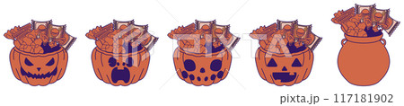 お菓子が入ったハロウィンポット 117181902