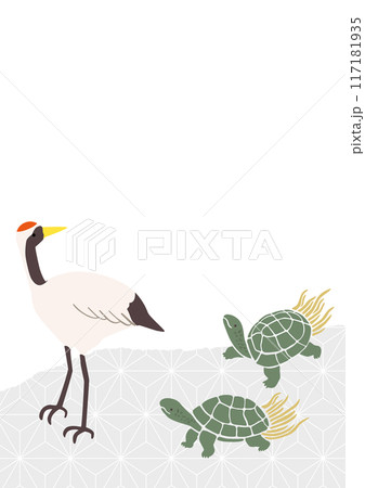 縁起の良い鶴と亀のベクターテンプレート 117181935