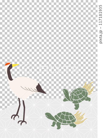 縁起の良い鶴と亀のベクターテンプレート 117181935