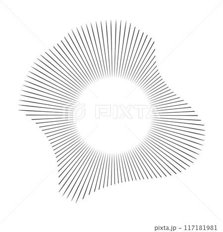 Concentric audio rhythm line radial circle sound wave dynamic set. Radial signal, pulse or vibration element. Depicting audio music. Concentric audio rhythm line radial circle sound wave dynamic set. Radial signal, pulse or vibration element. Depicting audio music. 117181981