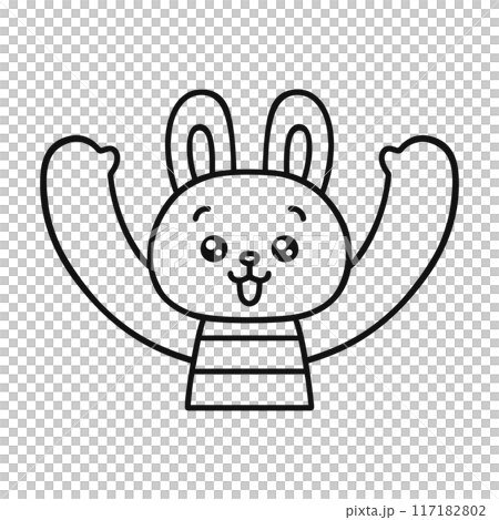 バンザイするウサギ・線画 117182802