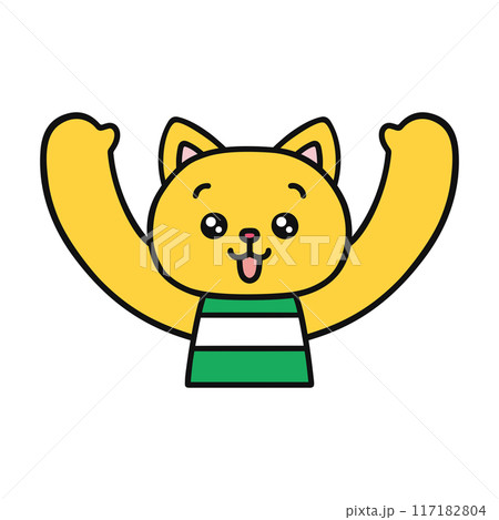 バンザイする猫 117182804