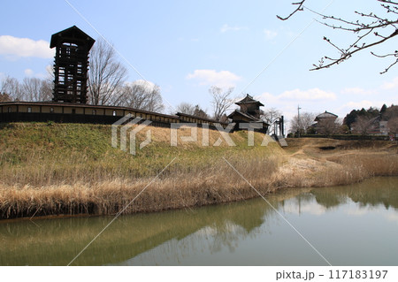 茨城県坂東市の逆井城跡の早春の風景 茨城県坂東市の逆井城跡の早春の風景 117183197