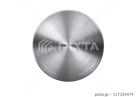 円形、もしくは円錐形のヘアラインステンレスの背景テクスチャー 117183474