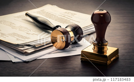 Bankruptcy concept, documents and stamp 117183483