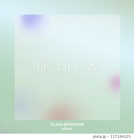 Modern background with glass morphism vector effect. Transparent glass card design. Glassmorphism trend style. Abstract banner with colored, white circles with blur and shadows. Vector illustration 117184125