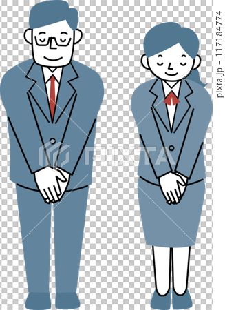 穿著西裝的女人和男人鞠躬 117184774