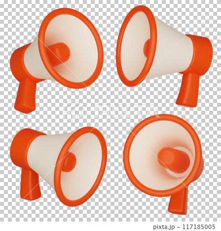 red color Megaphone Loud Speaker 3D graphic 117185005