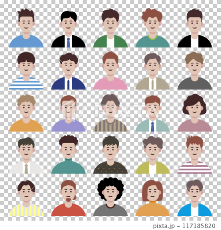 Young male character icon set - business & casual Young male character icon set - business & casual 117185820