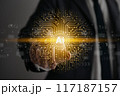 Businessman Touch Screen and AI Artificial Intelligence Icon 117187157