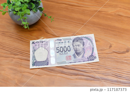 新五円札の日本銀行券（日本の新紙幣） 117187373