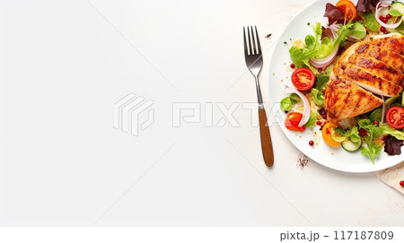 salad with chicken fillet 117187809