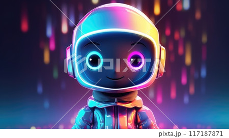 cute robot in digital glowing world 117187871