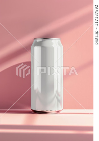 Blank white aluminum soda can mockup on abstract background 117187892