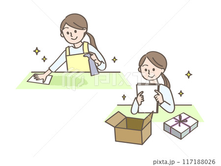 整理整頓・片付けをする女性 117188026