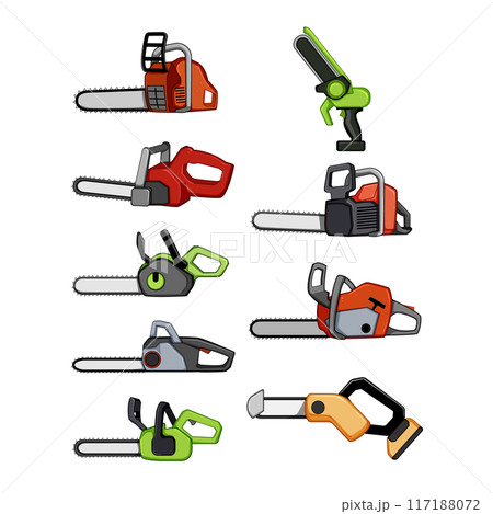 chainsaw set cartoon vector illustration 117188072