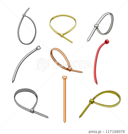 cable ties set cartoon vector illustration cable ties set cartoon vector illustration 117188078