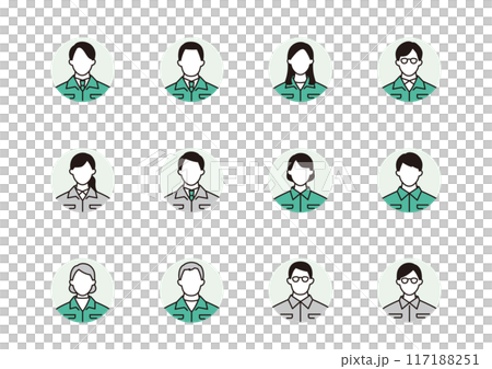 作業服の人々アイコンセット　円背景 117188251