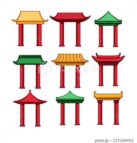 pagoda roof set cartoon vector illustration pagoda roof set cartoon vector illustration 117188452