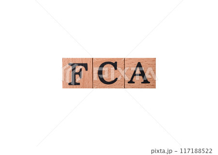 Inscription FCA wooden cubes, conceptual background with copy space 117188522