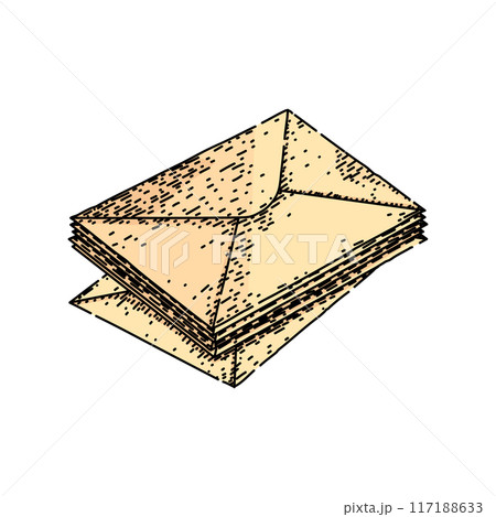 post mail paper sketch hand drawn vector 117188633
