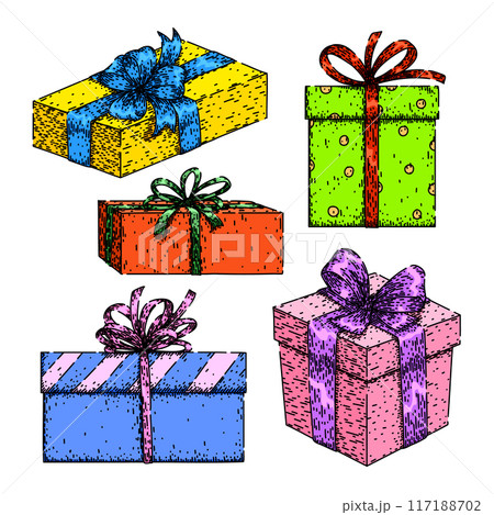 gift box set sketch hand drawn vector 117188702