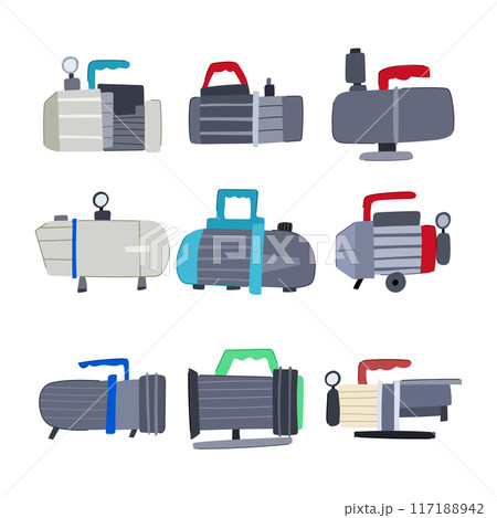 vacuum pump set cartoon vector illustration 117188942