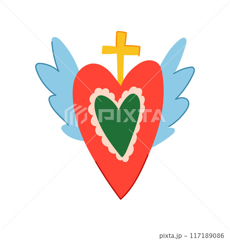 flame mexican heart cartoon vector illustration flame mexican heart cartoon vector illustration 117189086