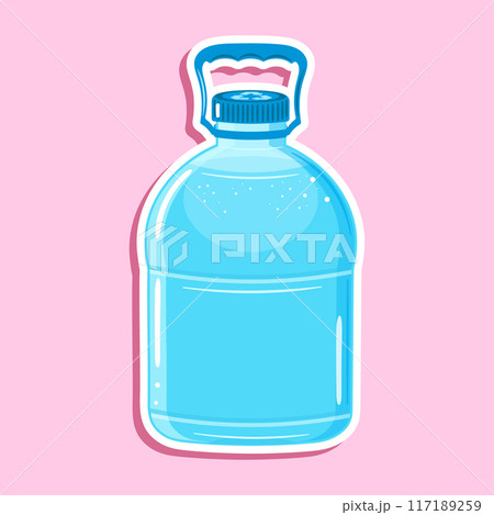 Sticker Plastic Water Bottle character. Vector hand drawn cartoon kawaii character illustration icon. Isolated on pink background. Plastic Water Bottle character concept 117189259