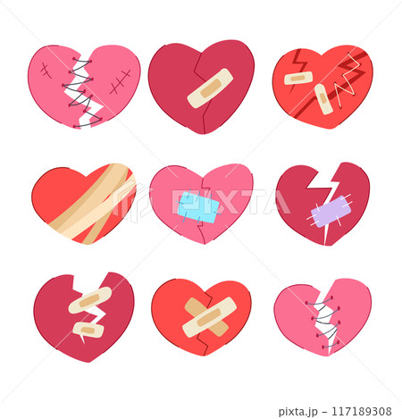 heart broken set cartoon vector illustration heart broken set cartoon vector illustration 117189308
