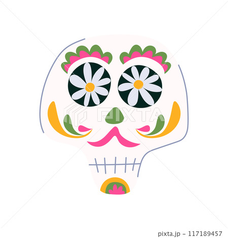 mexican dead day skull cartoon vector illustration mexican dead day skull cartoon vector illustration 117189457