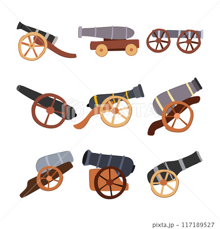 cannon gun set cartoon vector illustration cannon gun set cartoon vector illustration 117189527