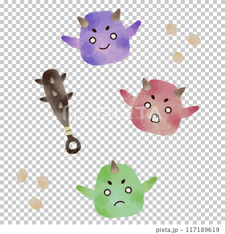 Setsubun demon and iron club watercolor style Setsubun demon and iron club watercolor style 117189619