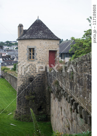 view of medieval tower fortification in quimper brittany France 117189808