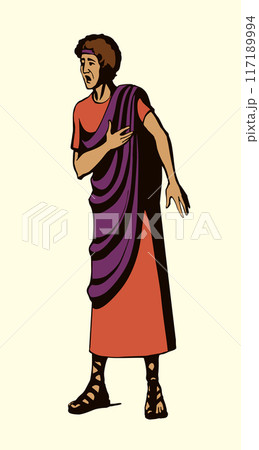 Vector drawing. Amazed man in ancient dress 117189994