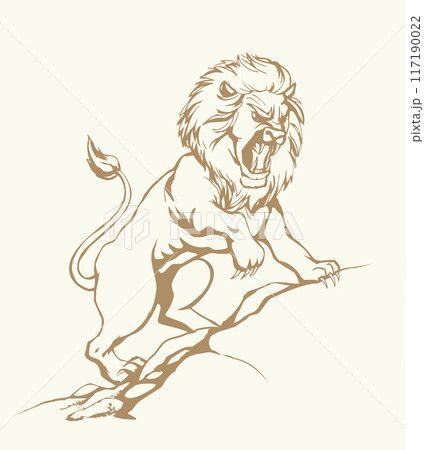 Vector drawing. An angry lion Vector drawing. An angry lion 117190022