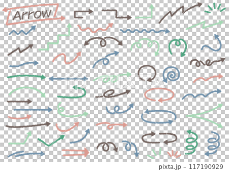 Cute hand-drawn simple arrows variation set colorful Cute hand-drawn simple arrows variation set colorful 117190929
